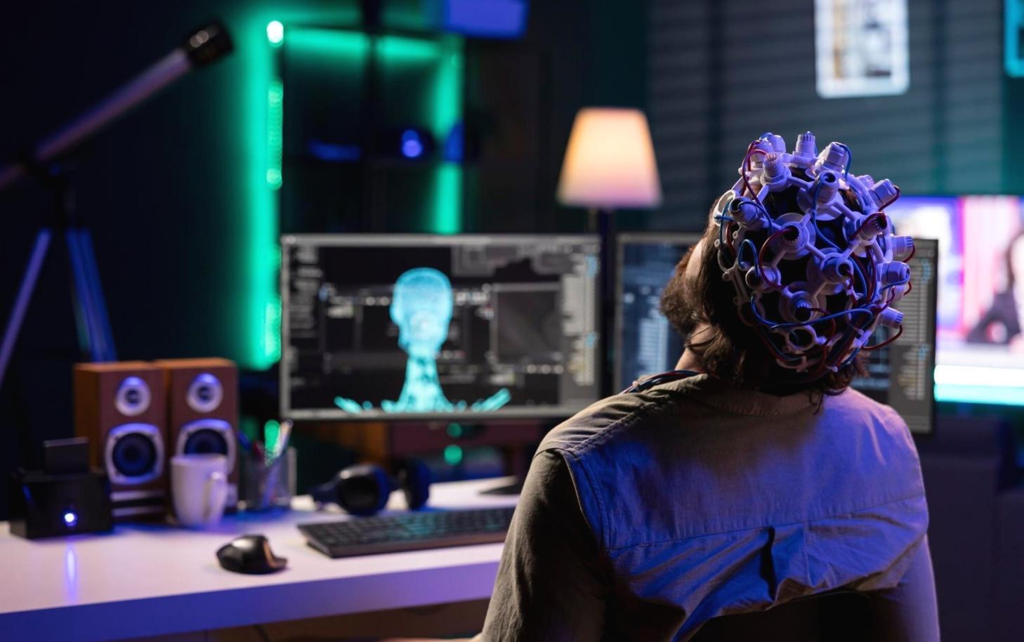 Game level design workspace showing 3D modeling software and environment creation